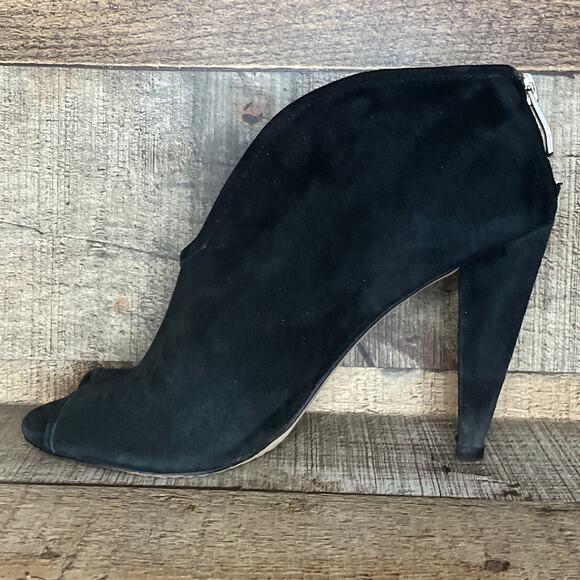 Vince Camuto Amber Black Suede Peep Toe Heeled Ankle Boots Booties Size 6 - Picture 5 of 11